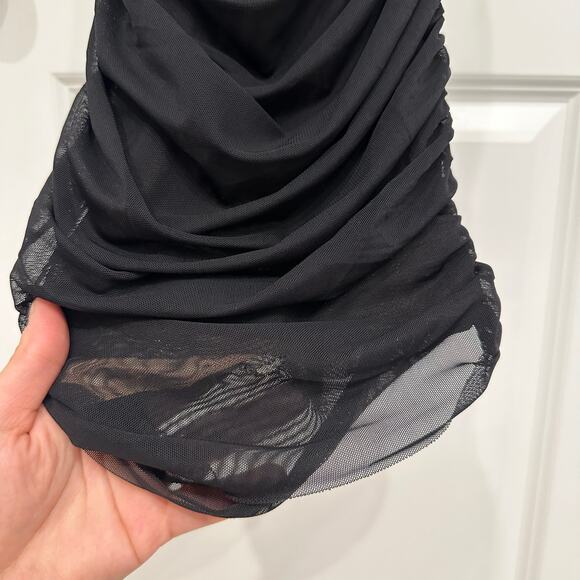 NWT SER.O.YA Trina Mesh Ruched Midi Dress in Black Size XS - Picture 7 of 8